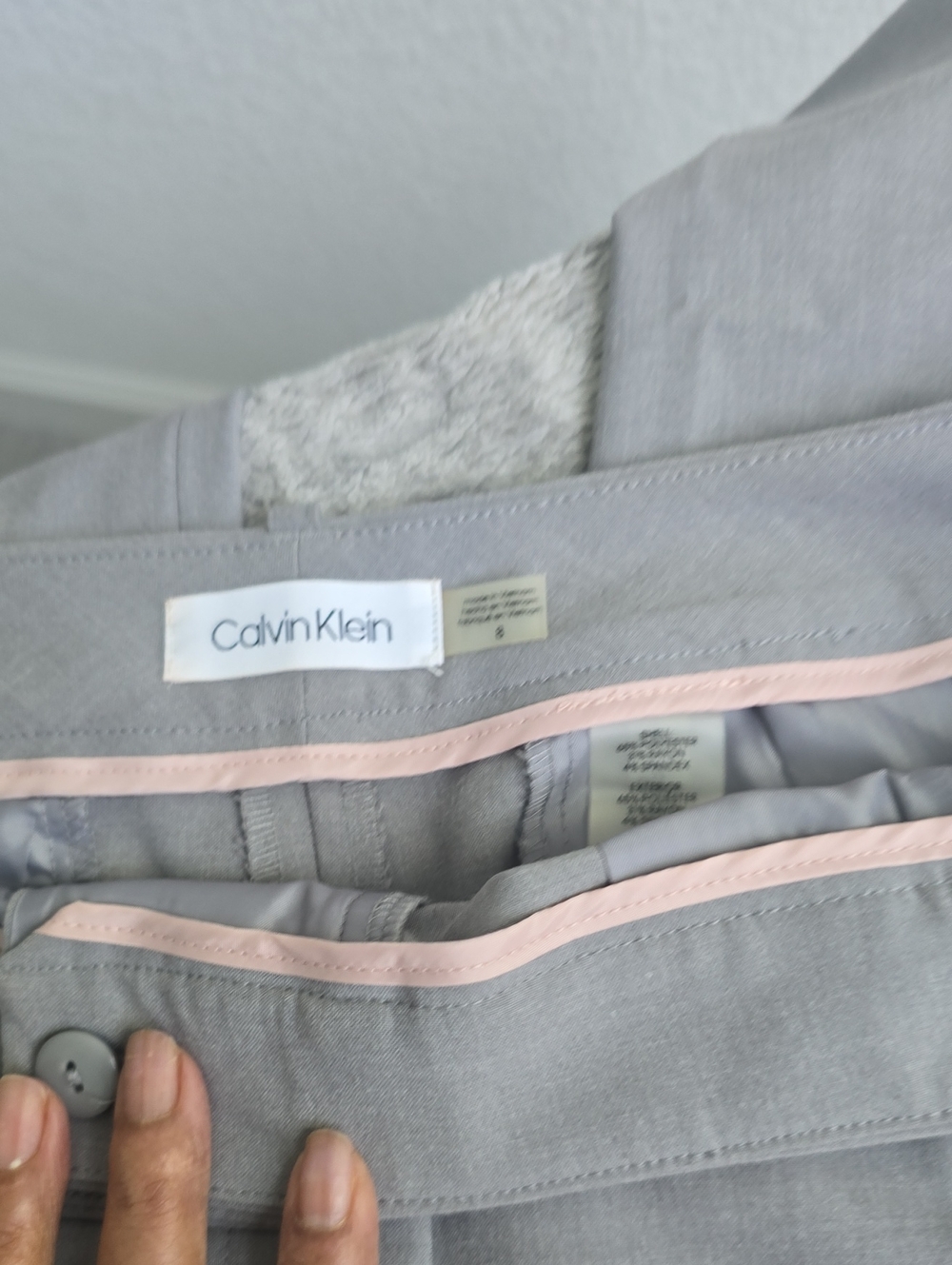 Calvin Klein Light Gray Chinos with Pink Trim